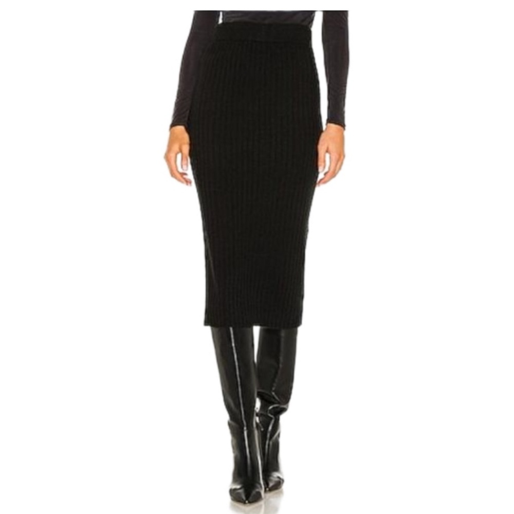 Revolve NWT One Grey Day Grace Ribbed Skirt in Black SIZE SMALL